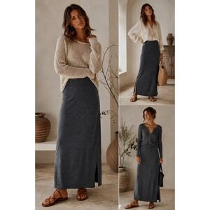 NWT Peruvian Connection Abiquiu Knit Maxi Skirt 100% Cotton Sz M Quiet Luxury